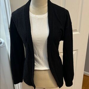 Sage Black Open-Front Knit Cardigan